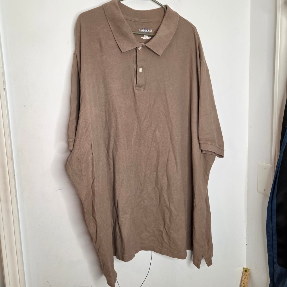 Harbor Bay Mens 5XL Brown Short Sleeve Cotton Pique Polo Shirt Big & Tall